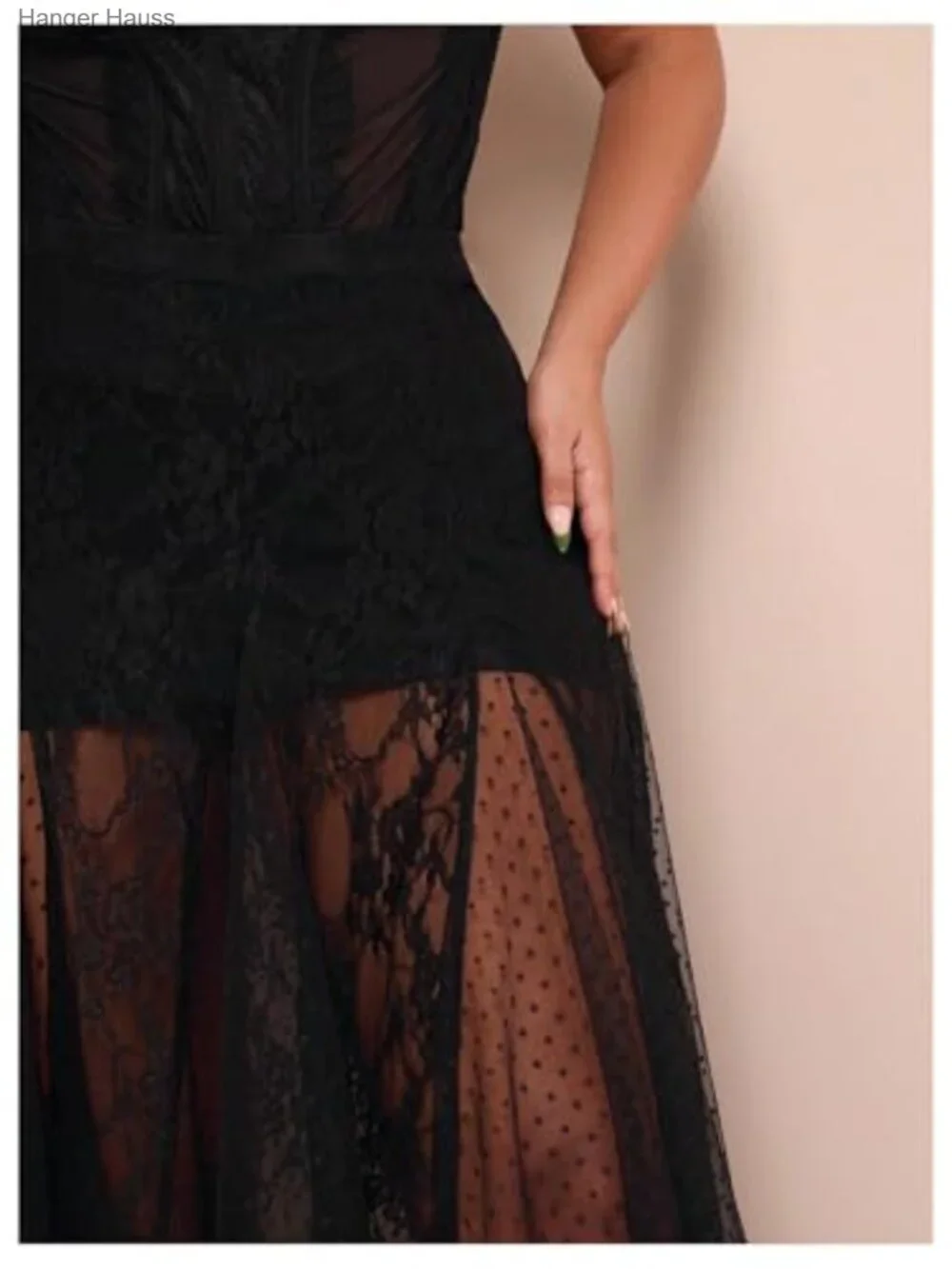 Plus Size Lace Mesh Sheer Maxi Skirt Flowy High Waisted Tulle - Picture 4 of 6